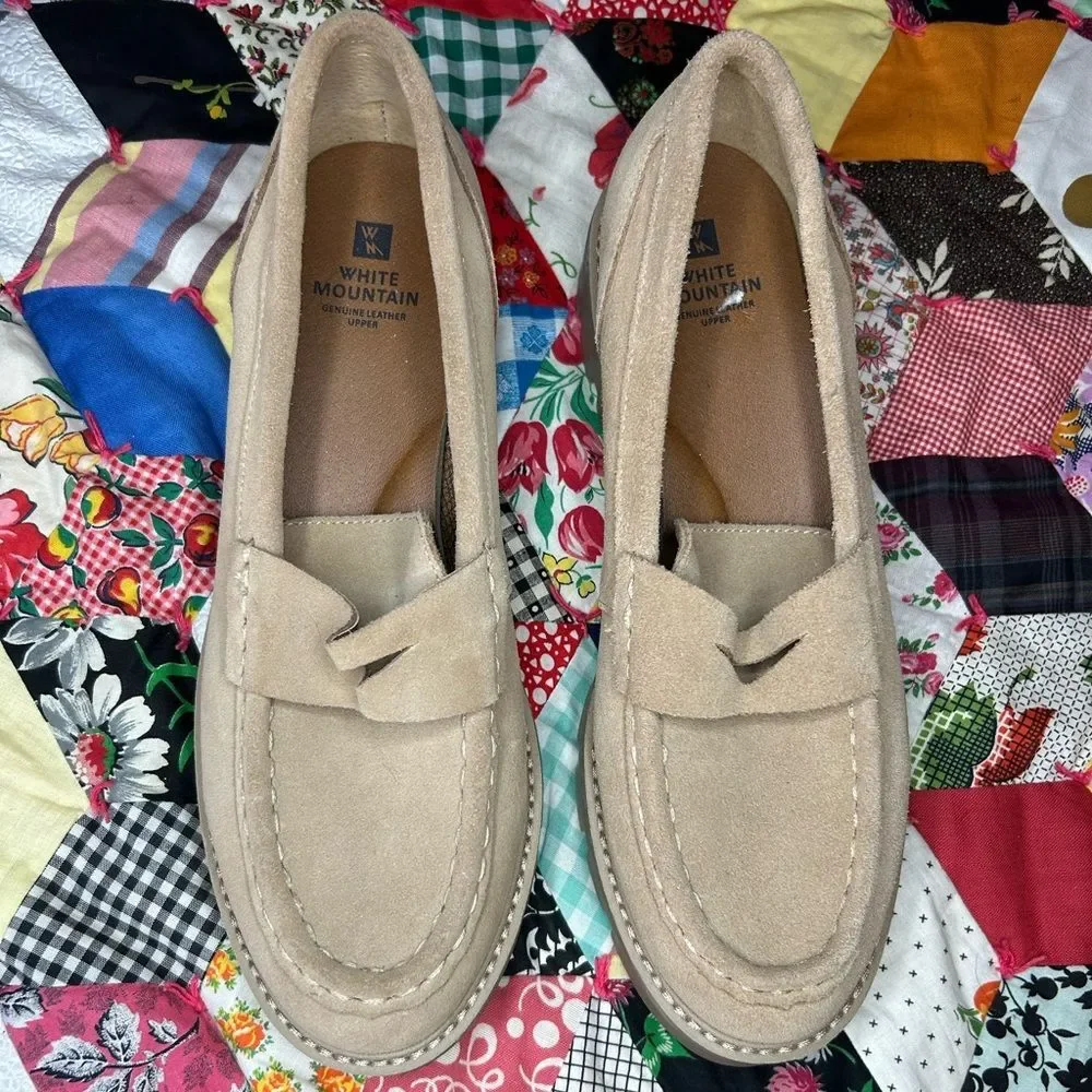White Mountain  Suede Loafers in Beige
